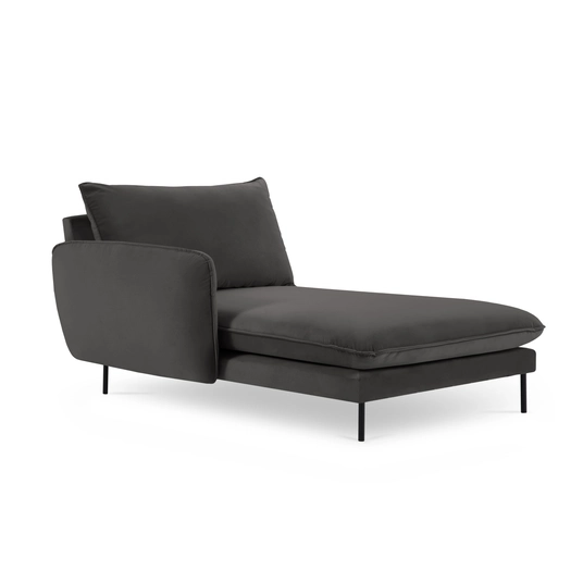 Velvet Chaise Longue Left, "Vienna", 1 Seat, 170x110x95 Made in Europe