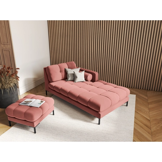 Velvet Chaise Longue Right, "Bali", 1 Seat, 185x102x75 Made in Europe