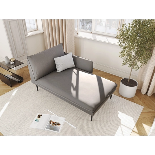 Velvet Chaise Longue Right, "Vienna", 1 Seat, 170x110x95 Made in Europe