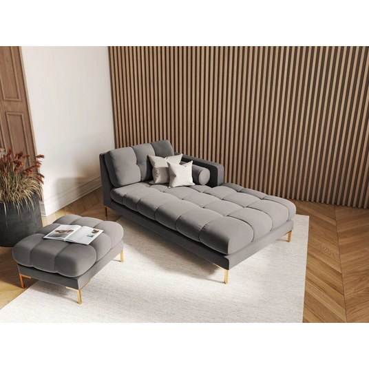 Velvet Chaise Longue Right, "Bali", 1 Seat, 185x102x75 Made in Europe
