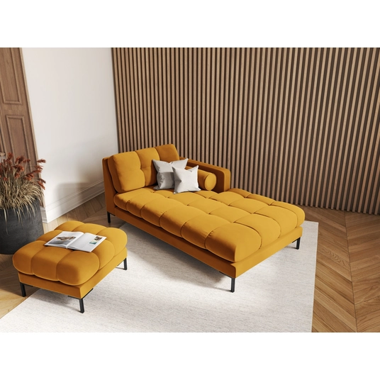 Velvet Chaise Longue Right, "Bali", 1 Seat, 185x102x75 Made in Europe