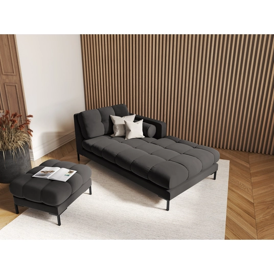 Velvet Chaise Longue Right, "Bali", 1 Seat, 185x102x75 Made in Europe