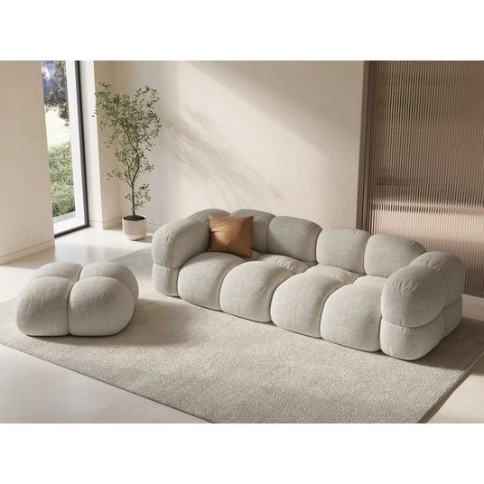 Velvet Pouf, "Loretto", 1 Seat, 90x90x40 Made in Europe