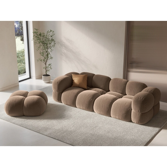 Velvet Pouf, "Loretto", 1 Seat, 90x90x40 Made in Europe