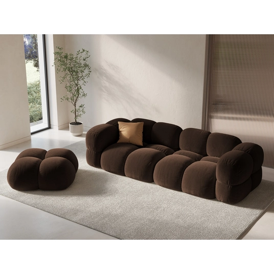 Velvet Pouf, "Loretto", 1 Seat, 90x90x40 Made in Europe