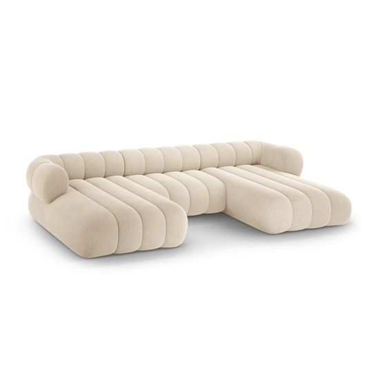 Velvet Panoramic Sofa, "Koge", 6 Seats, 348x165x70 Made in Europe