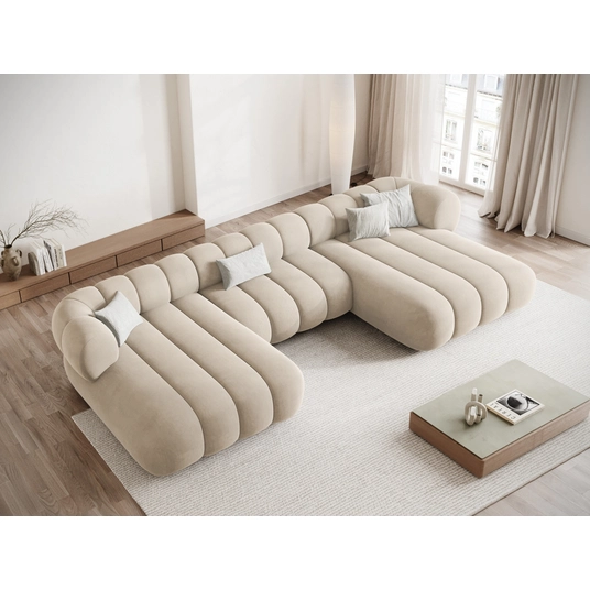 Velvet Panoramic Sofa, "Koge", 6 Seats, 348x165x70 Made in Europe