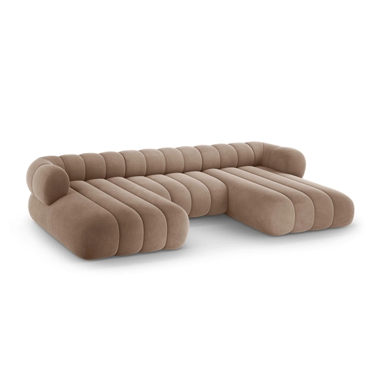 Velvet Panoramic Sofa, "Koge", 6 Seats, 348x165x70 Made in Europe