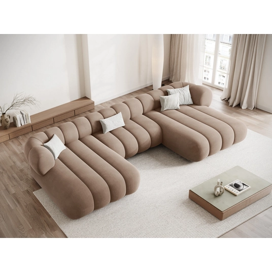 Velvet Panoramic Sofa, "Koge", 6 Seats, 348x165x70 Made in Europe