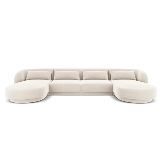 Velvet Panoramic Sofa, "Tulum", 5 Seats, 330x156x70 Made in Europe