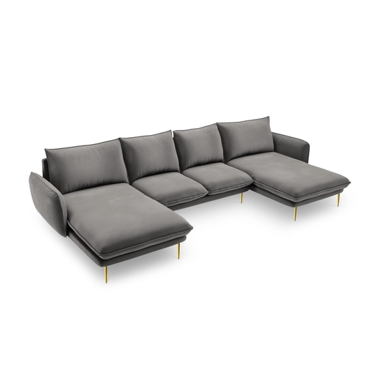 Velvet Panoramic Sofa, "Vienna", 6 Seats, 350x170x95 Made in Europe