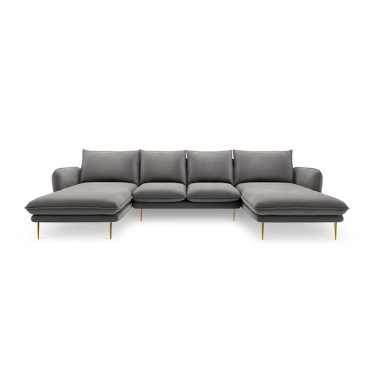 Velvet Panoramic Sofa, "Vienna", 6 Seats, 350x170x95 Made in Europe