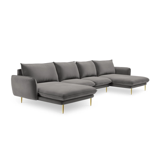 Velvet Panoramic Sofa, "Vienna", 6 Seats, 350x170x95 Made in Europe
