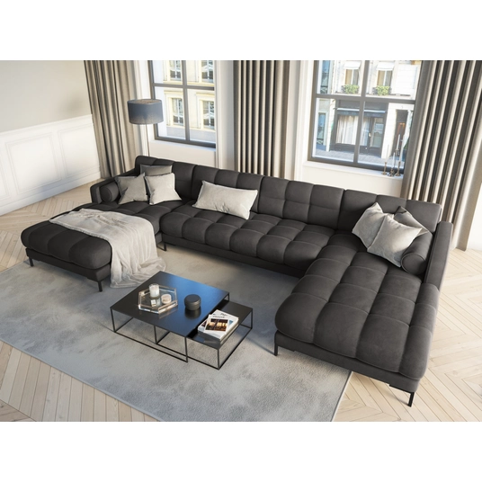 Velvet Panoramic Sofa, "Bali", 7 Seats, 383x185x75 Made in Europe