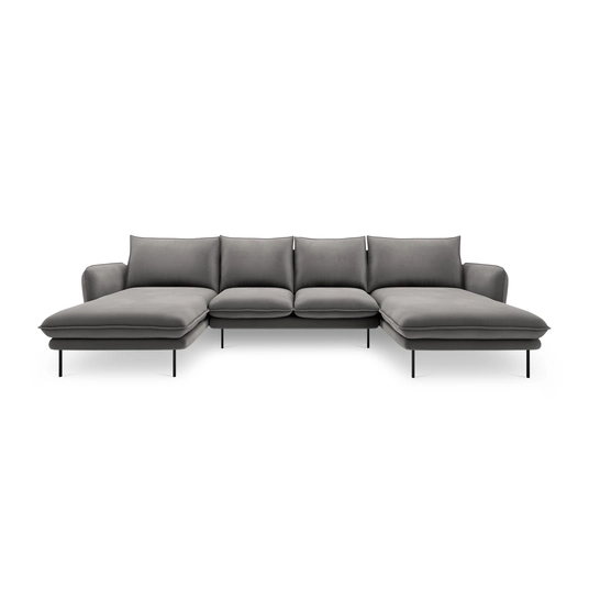 Velvet Panoramic Sofa, "Vienna", 6 Seats, 350x170x95 Made in Europe