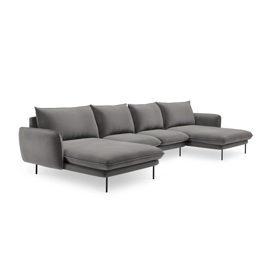 Velvet Panoramic Sofa, "Vienna", 6 Seats, 350x170x95 Made in Europe