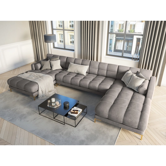 Velvet Panoramic Sofa, "Bali", 7 Seats, 383x185x75 Made in Europe