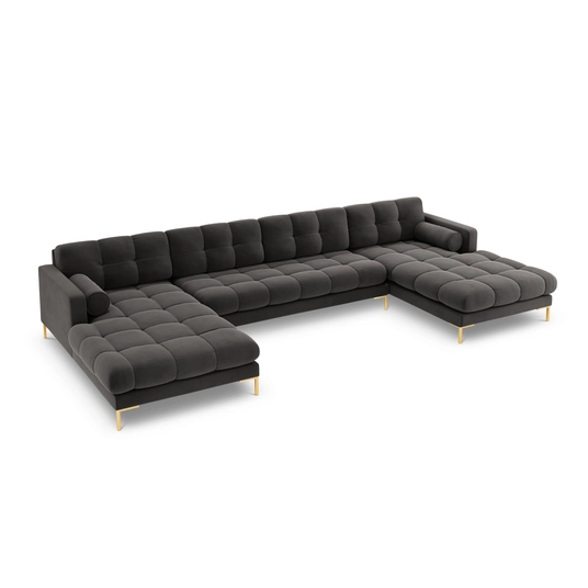 Velvet Panoramic Sofa, "Bali", 7 Seats, 383x185x75 Made in Europe