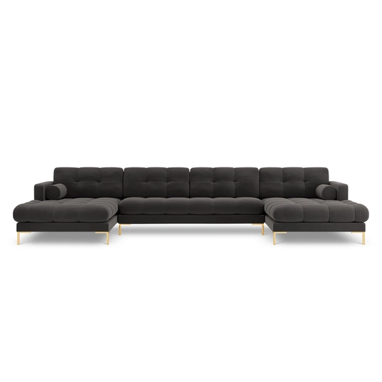 Velvet Panoramic Sofa, "Bali", 7 Seats, 383x185x75 Made in Europe