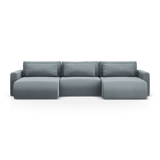 Velvet Panoramic Sofa with Box and Sleeping Function, "Belfast", 4 Seats, 340x149x84 Made in Europe
