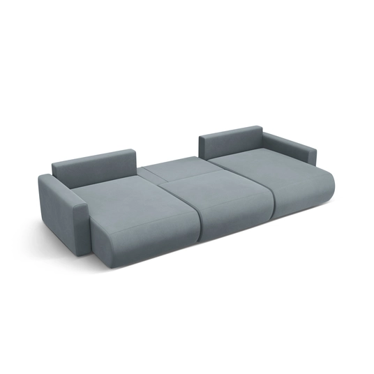 Velvet Panoramic Sofa with Box and Sleeping Function, "Belfast", 4 Seats, 340x149x84 Made in Europe