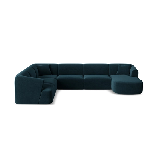 Velvet Modular Panoramic Left Corner Sofa, "Campi", 7 Seats, 330x255x70 Made in Europe