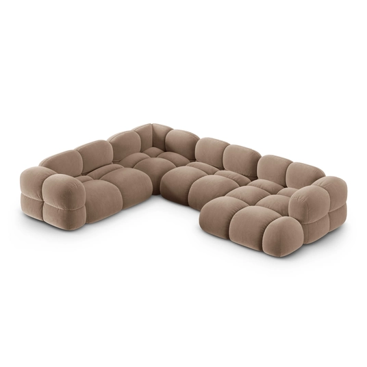 Velvet Panoramic Left Corner Sofa, "Loretto", 5 Seats, 345x250x68 Made in Europe