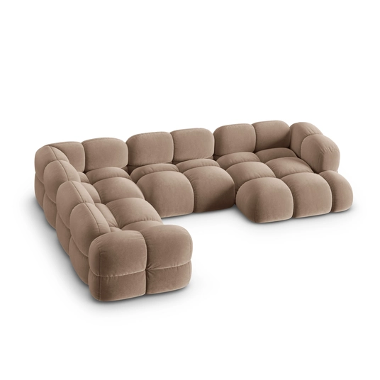 Velvet Panoramic Left Corner Sofa, "Loretto", 5 Seats, 345x250x68 Made in Europe
