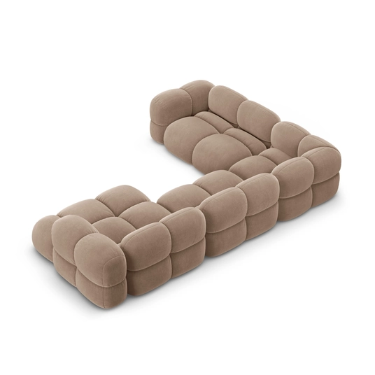 Velvet Panoramic Left Corner Sofa, "Loretto", 5 Seats, 345x250x68 Made in Europe