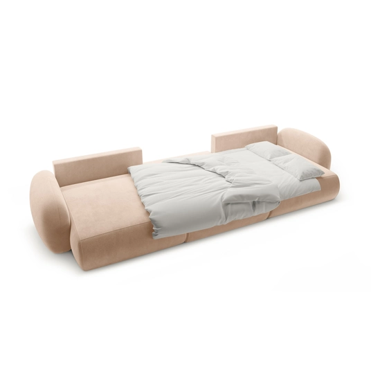 Velvet Panoramic Right Corner Sofa With Bed Function And Box, "Tonale", 5 Seats, 362x149x88 Made in Europe