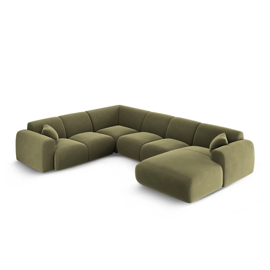 Velvet Panoramic Left Corner Sofa, "Nolio", 6 Seats, 342x252x72 Made in Europe