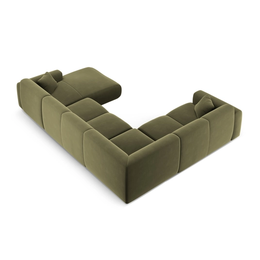 Velvet Panoramic Left Corner Sofa, "Nolio", 6 Seats, 342x252x72 Made in Europe