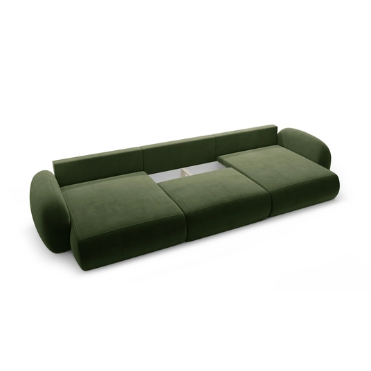 Velvet Panoramic Right Corner Sofa With Bed Function And Box, "Tonale", 5 Seats, 362x149x88 Made in Europe