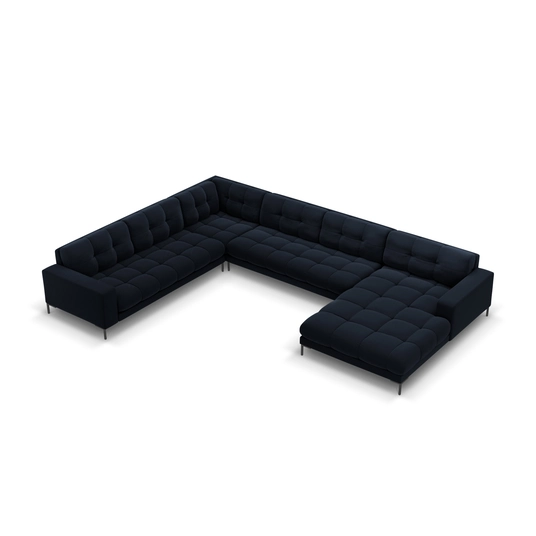 Velvet Panoramic Left Corner Sofa, "Bali", 7 Seats, 327x256x75 Made in Europe