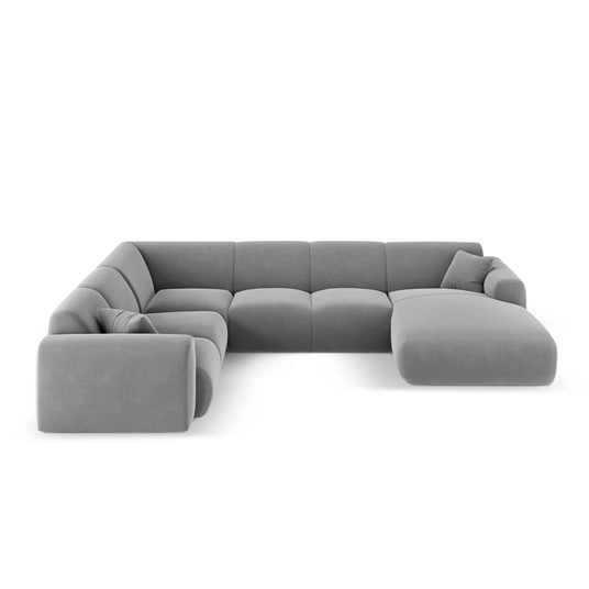 Velvet Panoramic Left Corner Sofa, "Nolio", 6 Seats, 342x252x72 Made in Europe