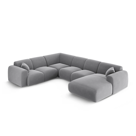 Velvet Panoramic Left Corner Sofa, "Nolio", 6 Seats, 342x252x72 Made in Europe