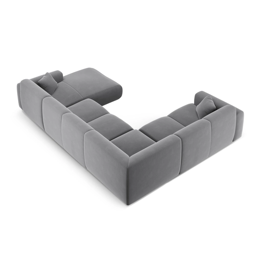 Velvet Panoramic Left Corner Sofa, "Nolio", 6 Seats, 342x252x72 Made in Europe