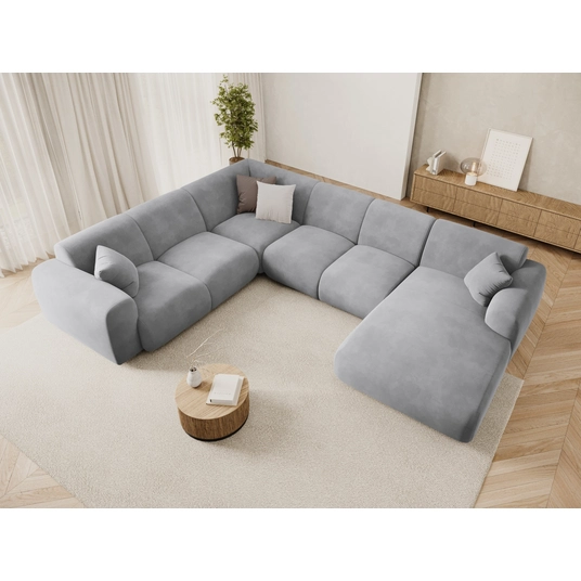 Velvet Panoramic Left Corner Sofa, "Nolio", 6 Seats, 342x252x72 Made in Europe