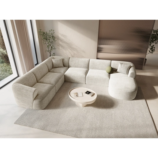 Modular Panoramic Left Corner Sofa, "Campi", 7 Seats, 330x255x70 Made in Europe