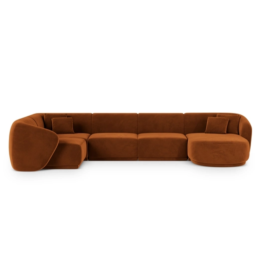 Velvet Panoramic Left Corner Sofa, "Gomera", 6 Seats, 336x166x74 Made in Europe