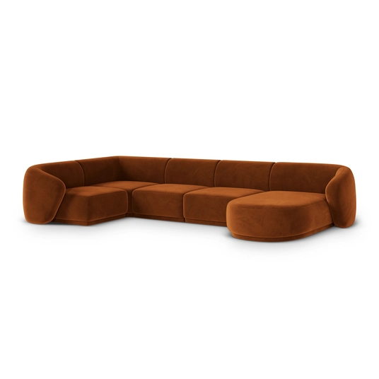 Velvet Panoramic Left Corner Sofa, "Gomera", 6 Seats, 336x166x74 Made in Europe