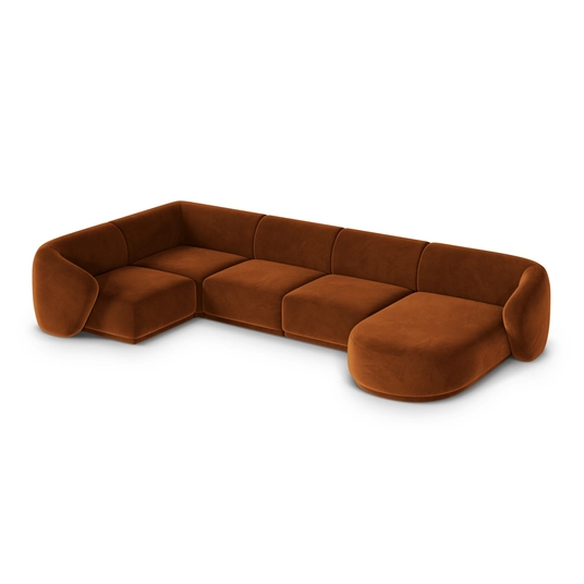 Velvet Panoramic Left Corner Sofa, "Gomera", 6 Seats, 336x166x74 Made in Europe