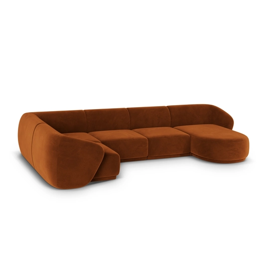 Velvet Panoramic Left Corner Sofa, "Gomera", 6 Seats, 336x166x74 Made in Europe