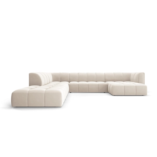 Velvet Modular Panoramic Left Corner Sofa, "Moritz", 7 Seats, 329x276x70 Made in Europe