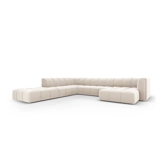 Velvet Modular Panoramic Left Corner Sofa, "Moritz", 7 Seats, 329x276x70 Made in Europe