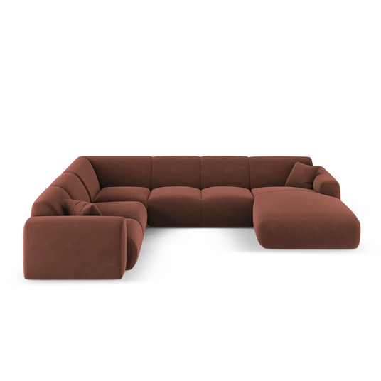Velvet Panoramic Left Corner Sofa, "Nolio", 6 Seats, 342x252x72 Made in Europe