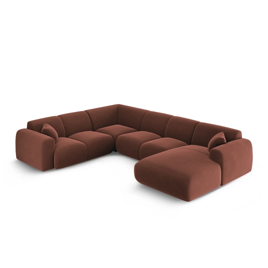 Velvet Panoramic Left Corner Sofa, "Nolio", 6 Seats, 342x252x72 Made in Europe