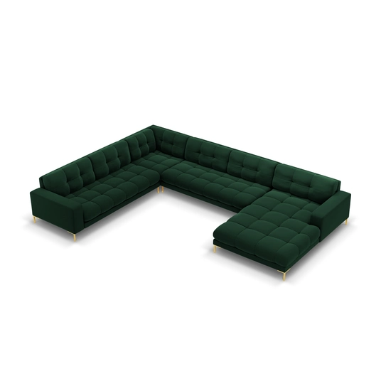 Velvet Panoramic Left Corner Sofa, "Bali", 7 Seats, 327x256x75 Made in Europe