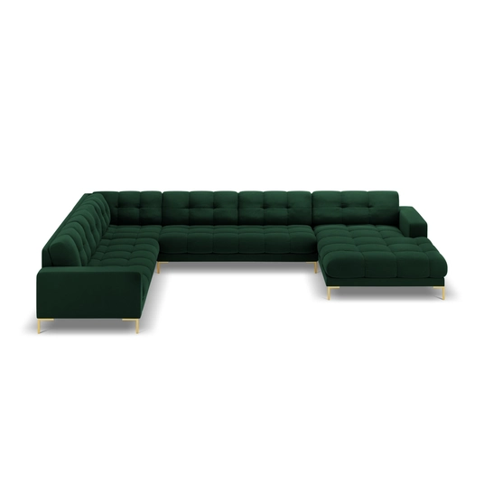 Velvet Panoramic Left Corner Sofa, "Bali", 7 Seats, 327x256x75 Made in Europe