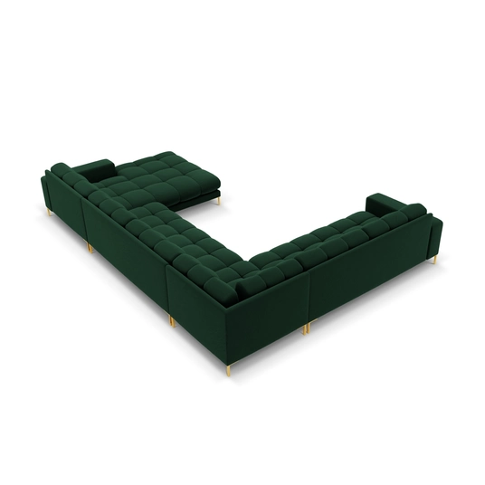 Velvet Panoramic Left Corner Sofa, "Bali", 7 Seats, 327x256x75 Made in Europe